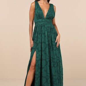 Lulus Sweet Sophistication Green Burnout Floral Maxi Dress - Size XL